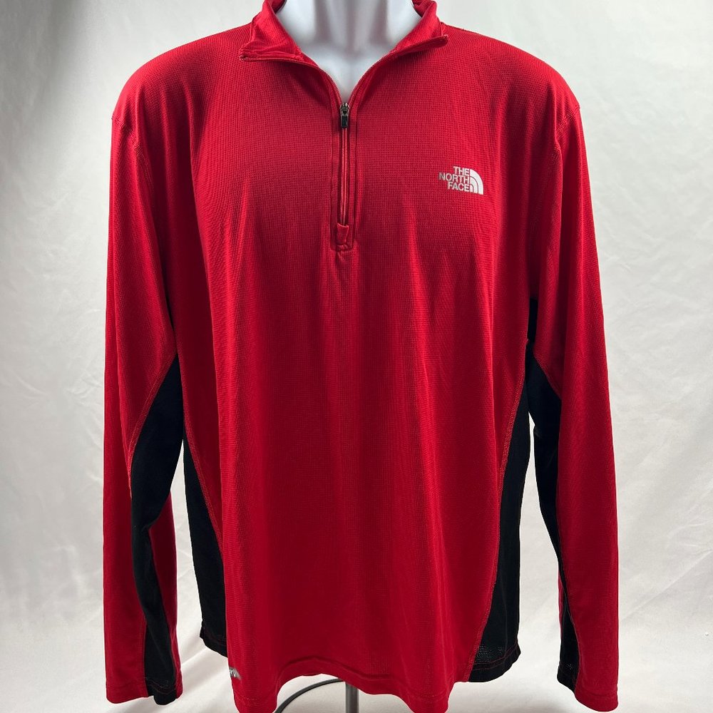 The North Face Red Quarter Zip Thin Fleece Long Sleeve Jacket Size Mens L